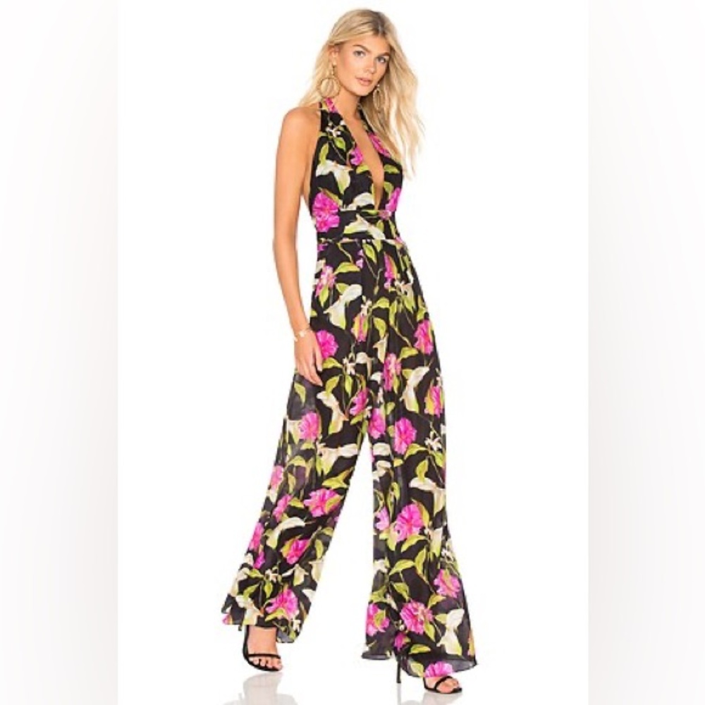 Milly Black and Pink Floral Jumpsuit